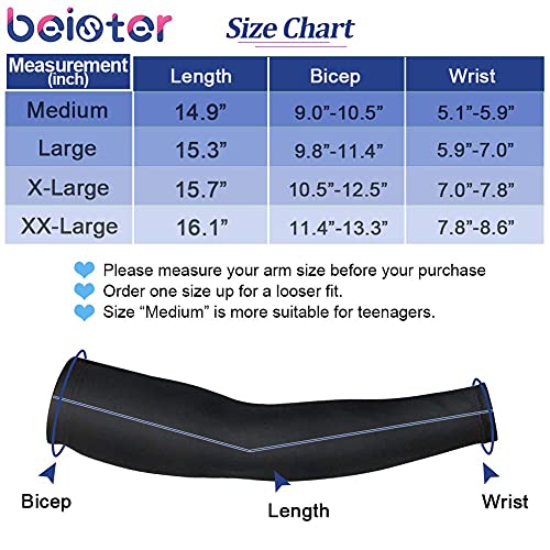 beister UV 및 자외선 차단 암 슬리브, 남성 및 여성용, UPF 50+, 쿨링 스포츠 압박 암 슬리브 - color: 화이트., size: Large