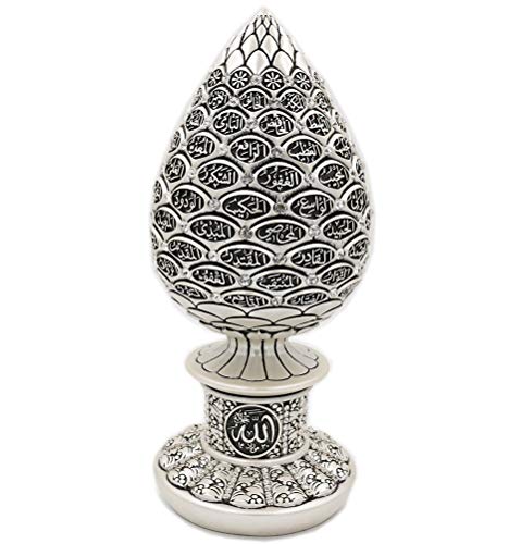 Gunes Islamic Table Decor Gold Egg Sculpture Figure Arabic 99 Names of Allah ESMA Asma al Husna (Mother of Pearl, 9.75in)