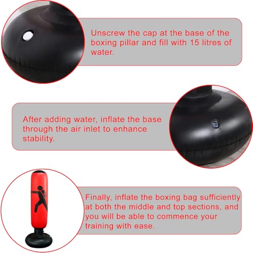 Punching Bag for Adult Kids,Kizcmvre Inflatable Freestanding Heavy Duty Boxing Bag,Women Men Training Equipment Exercise Boxing Standing Punching Bag (Red).