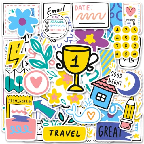 50Pcs Korean-Style Cartoon Stick-Figure Stationery Stickers, Colourful-W8 - color: Colourful-w8