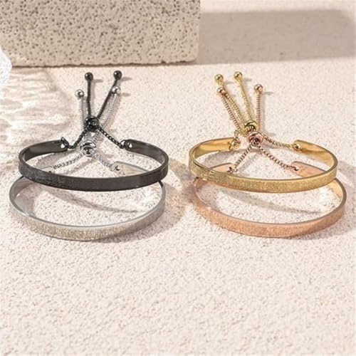Exquisite Ayatoll Kursi Stainless Steel Engraved Islamic Muslim Verses C-Shape Bracelet with Chains at Both Ends - Unique Design, Arabic Jewelry for Every Occasion, Ramadhan Holiday Gift - color: rose golden