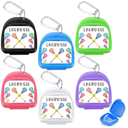 Vicenpal 6 Pcs Lacrosse Mouthguard Case with Carabiner Sticker Lacrosse Holder Mouthguard Case for Youth Adult Sports Protection and Travel Storage Secure