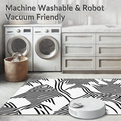 8'x10' Washable Flatwoven Rug, Black Abstract Fish Stain Resistant Extra Large Carpet for Dining Room, Large Office, Lounge, Non-Slip Chair-Friendly Mat | Ref:1885294 - color: Black/Pattern 1, size: 8' x 10' (Rectangular)