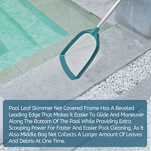 5 Foot Ultra Fine Mesh Pool Spa Leaf Skimmer Rake Net with Adjustable Pole | 3/4" Diameter Aluminum Pole, Nylon Medium Bag, Scoop Tiny Particles for Cleaning Swimming Pools, Hot Tubs, Spas & Fountains - size: Pool Skimmer with Pole