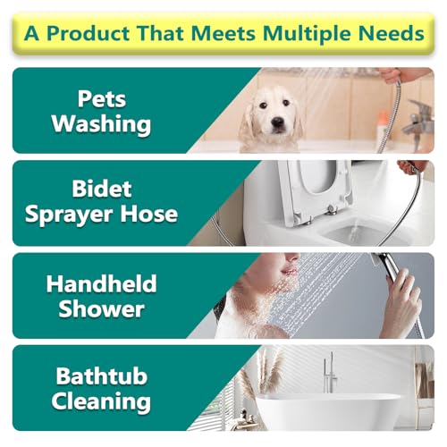 TRIPHIL Kink-free 59" Handheld Shower Head Hose Replacement, Flexible Shower Tube Extension, 100% Metal Stainless Steel Sleeve, Brass/Copper Made Conncetors 360 Degree Swivel Chrome 59 Inches - color: Chrome, size: 59 Inches