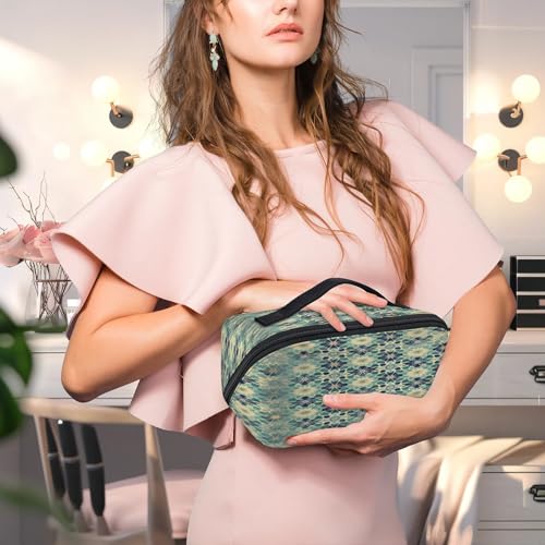 Islamic Flowers Travel Makeup Bag Waterproof Portable Pouch Open Flat Toiletry Bags Toiletries Cosmetics Traveling Organizer for Women Men