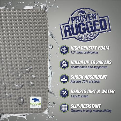 RUGGED RHINO Heavy Duty Patent Pending Kneeling Pad, Shock Absorbent Thick Knee Pads, Holds Up to 300 lbs, Protect Knees from Hard Concrete Surfaces, For Mechanics, Yard Gardening, Gym, Slate Gray - color: Slate Gray