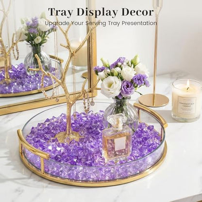 DomeStar Purple Fake Ice Rocks, 150PCS Acrylic Gems Crystals Plastic Diamonds Centerpiece for Vase Fillers Wedding Party Table Scatter - color: Purple