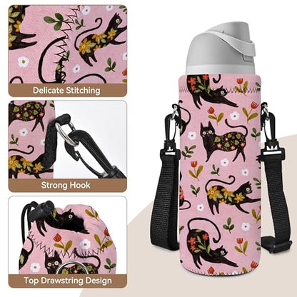 Neoprene Water Bottle Carrier Bag with Adjustable Shoulder Strap,Insulated Water Bottle Cover for Stainless Steel/Glass/Plastic Bottles - color: BC-51, size: 500ml