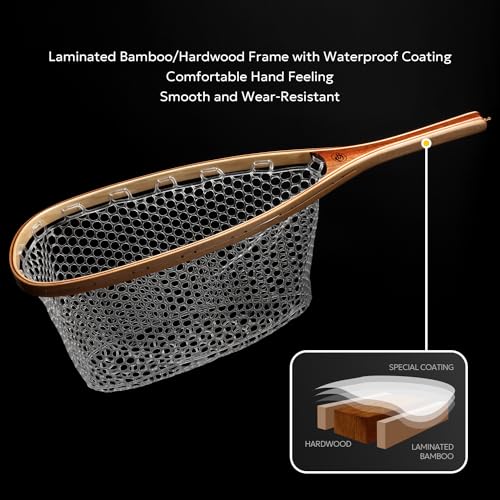 SF Fly Fishing Landing Net Soft Rubber Mesh Trout Net Catch and Release Net - style: Square Head Combo C
