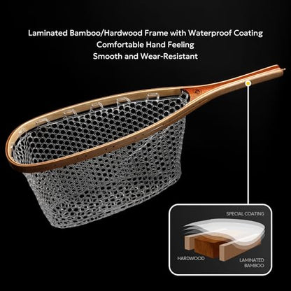 SF Fly Fishing Landing Net Soft Rubber Mesh Trout Net Catch and Release Net - style: Square Head Combo a