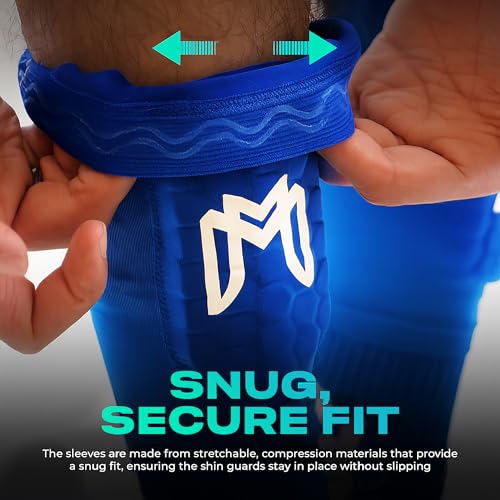 MediCaptain Mini Shin Guards Soccer – Built in Shin Pad Sleeves for Mens, Women, Teens - Small Shin Guards - Lightweight, Breathable Shin Defender Leg Protection - color: Blue, size: Mini (3.9 x 2.4 in)