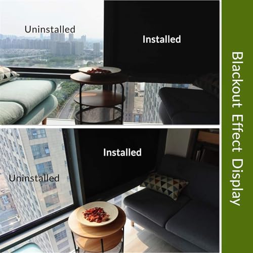 Bloss Blackout Window Film Privacy, 100% Sun Blocking Privacy Film for Glass, Removable Room Darkening Black Out Window Tint, Static Cling Frosted Glass Film (Black/Matte, 17.7" x 78.7") - color: Black - Matte, size: 17.7 x 78.7 Inch