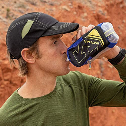 Nathan SpeedDraw Plus Insulated Handheld Water Bottle – Grip-Free Running Flask for Runners, Hiking, and Sports - color: Black / Metallic Gold