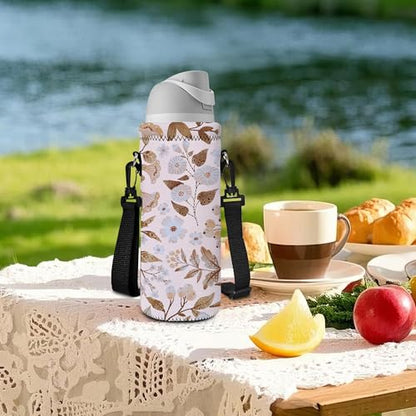 Neoprene Water Bottle Carrier Bag with Adjustable Shoulder Strap,Insulated Water Bottle Cover for Stainless Steel/Glass/Plastic Bottles - color: BC-59, size: 500ml