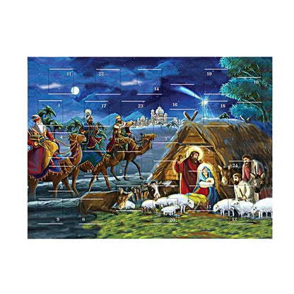 Needzo Countdown to Christmas 2025 Religious Advent Calendar, Traditional Nativity Scene Full Color Artwork, 24 Door Tabs Fun Educational Christian Activity for Boys and Girls (Pack of 3)