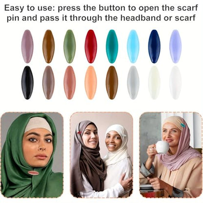 Headscarf Safety Pins 8-Pack Multi-Color Plastic Scarf Clips with Safety Buckles for Hijab, Hats, Caps and Head Coverings, - color: Blue 6