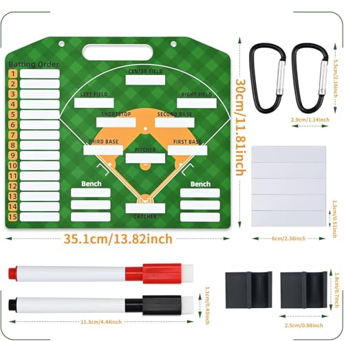Magnetic Baseball Lineup Board, Double Sided Coaching Whiteboards, Dry Erase Coaching Lineup Boards, Baseball Lineup Board for Dugout