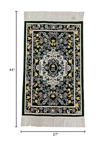 Thick Floral Rawda Beautiful Prayer/Wall Mat Janamaz Musallah Rug-1100-1300g