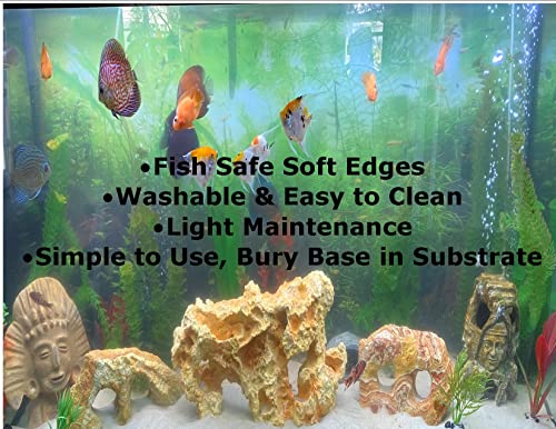 Jumbo Extra Large Tall Plastic Aquarium Plants Stand 50-52cm Tall Green Leaf Artifical Foliage (19-20 Inch) Tall, Green Bushy Plant with Weighted Base, Fish Tank or Pond Decoration Ornament