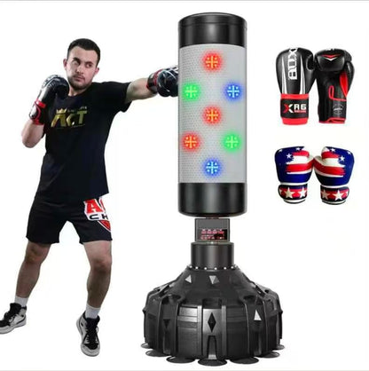 Music Punching Bag 75" with 2 Pairs of Gloves,4 Training Modes,Scoring,Light,Music,Smart Boxing Bag for Home Office Gym