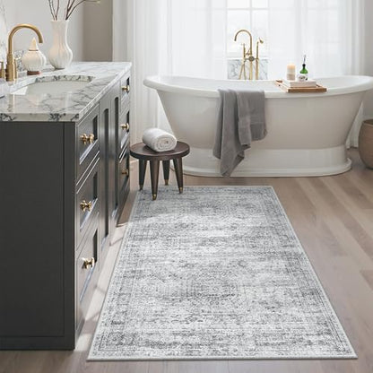Soalmost 3x4 Rugs Non-Slip, Small Washable Kitchen Entryway Area Rug Grey - color: Grey, size: 3' x 4' (Rectangular)