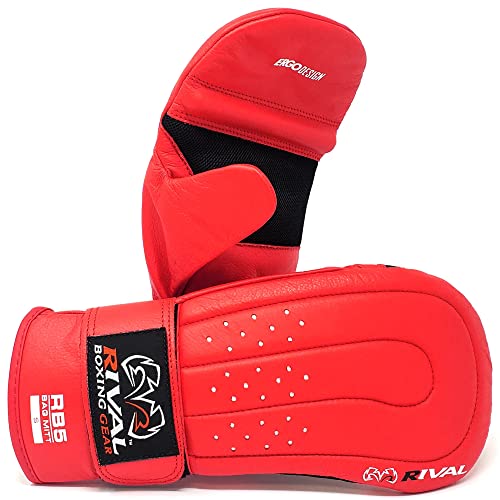 RIVAL Boxing RB5 Bag Mitt Gloves, Bare-Fist Punching Feel, Zero Resistance Training for Triggering Fast Twitch Muscles - color: Red, size: X-Large