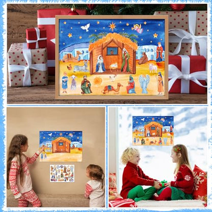 WhatSign Nativity Sticker Advent Calendar for Kids - 2025 Christmas Christian Religious Countdown Calendar Nativity Advent Calendar for Kids Children Boys Girls - color: Classic
