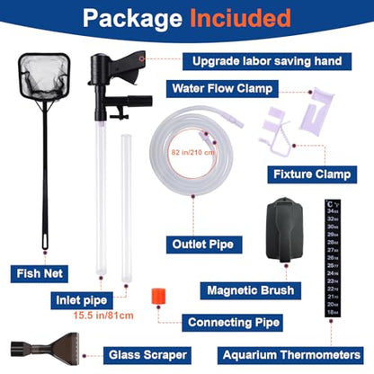 Fish Tank Cleaner Kit, Gravel Vacuum for Aquarium, Fish Tank Aquarium Vacuum Gravel Cleaner, Aquarium Siphon with Magnetic Fish Tank Glass Cleaner, Aquarium Cleaning Tools Water Changer