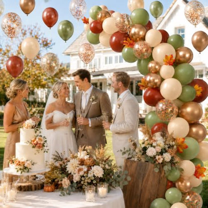 Paready Fall Balloons, 60 Pcs Sage Green Brown for Thanksgiving Party - color: Green Brown