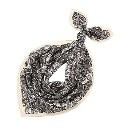 RIIQIICHY Women Head Hair Scarf Like Satin Silk Scarf Sleeping Hair Wrapping Night 27.5" - color: Black/White/Grey