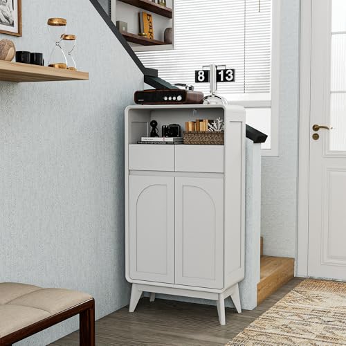 Kitchen Storage Cabinet, Buffet Cabinet with Doors and Adjustable Drawers, Modern Accent Sideboard Coffee Bar Cabinet for Living Room, Dining Room, Entryway, White - color: White