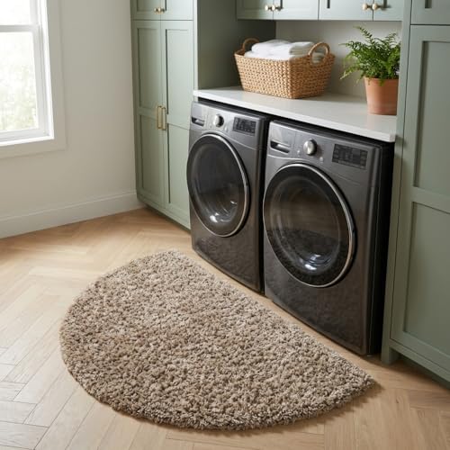 Unique Loom Solid Shag Collection Area Rug (2' 2" x 3' 7" Hearth Taupe) - color: Taupe, size: 2'2" x 3'7" (Semicircular)