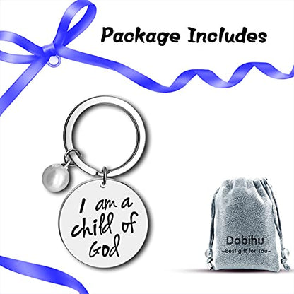 Dabihu Christian Gift Keychain Religious Gift Bible Verse Keyring Baptism Christmas Easter Birthday First Communion Gift - color: Silver Round Keychain