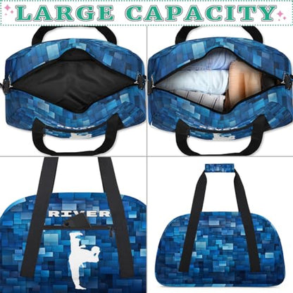 Custom Sports Gym Bag for Boys Training Bag, White Taekwondo Blue | Personalized Named Practice Travel Overnight Training Bag - color: Color 2