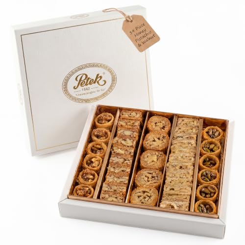 Petek Turkish Baklava Gift Box, 39 Piece Baklava Pastry with Honey, Pistachio & Walnut Assortment, Premium Turkish Snacks, Bakery & Dessert Gifts for Holidays, Birthdays, Ramadan & Special Occasions
