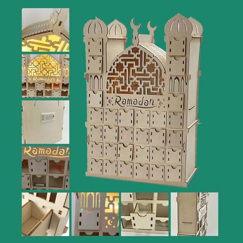 Wooden Ramadan Advent Calendar 30 Storage Drawers DIY Countdown Eid Calendar 30 Storage Drawers for Home Party Home Decoration