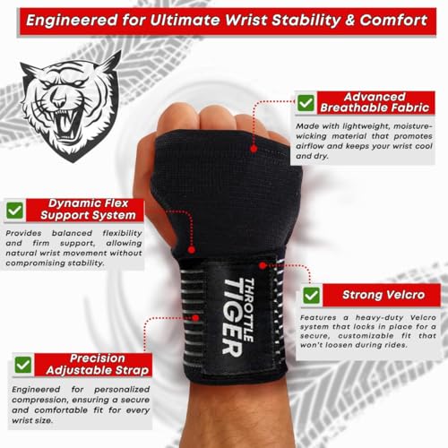 ® Motorcycle Wrist Brace Adjustable Wrist Wraps for Bikers, Wrist Support Reduces Hand Pain and Absorbs Vibration, Enhancing Comfort and Stability (Large) - size: Large