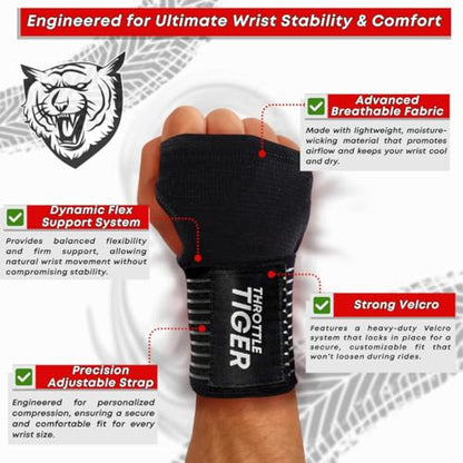 ® Motorcycle Wrist Brace Adjustable Wrist Wraps for Bikers, Wrist Support Reduces Hand Pain and Absorbs Vibration, Enhancing Comfort and Stability (Large) - size: Large