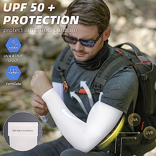 BHYTAKI UV Sun Protection Arm Sleeves, UPF 50 Sports Cooling Arm Compression Sleeves for Men Women Teenager - color: 2 Black+2 White+2 Light Beige