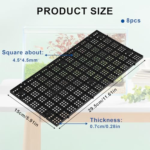 Fish Tank Divider, kingsea 8 pcs Aquarium Dividers with 10 pcs Suction Cups, Tank Aquarium Divide Bottom Isolation Egg Crate, 5.9in x 11.42in, Black - size: L - 8pcs