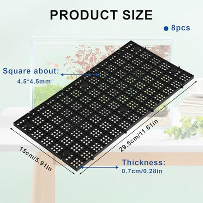 Fish Tank Divider, kingsea 8 pcs Aquarium Dividers with 10 pcs Suction Cups, Tank Aquarium Divide Bottom Isolation Egg Crate, 5.9in x 11.42in, Black - size: L - 8pcs