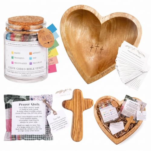 Potchen 5 Pc Prayer Gift for Women Bowl Quilt Cross Christian Decor, Timber - color: Timber