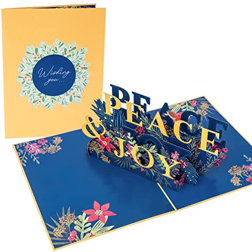PopLife Wishing You Peace & Joy 3D Pop Up Handmade Greeting, Blank Merry Christmas Card, Small Stocking Present for Friends and Family, Holiday Wishes - color: Wishing You Peace & Joy