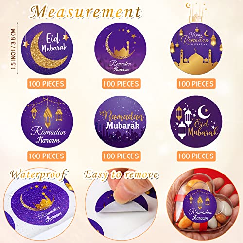 Nezyo 600 Pieces Ramadan Mubarak Stickers Eid Islamic Kareem Wall Window Stickers Ramadan Envelopes Gift Bags Labels for Eid Party Decorations(Bright Style) - style: Bright Style