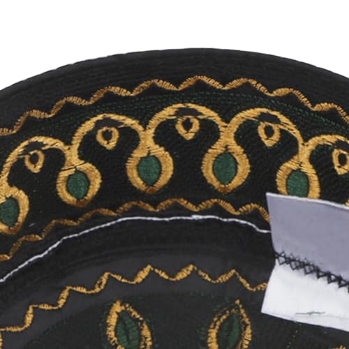 RUIXIA Men Boys Muslim Prayer Kufi Hat Skull Cap Embroidery Islam Kufi Headware takke Praying Beanie Hat Kofia Topi Hat - color: Green/Yellow--kids 7-10yrs