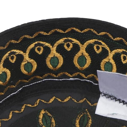 RUIXIA Men Boys Muslim Prayer Kufi Hat Skull Cap Embroidery Islam Kufi Headware takke Praying Beanie Hat Kofia Topi Hat - color: Green/Yellow--kids 7-10yrs