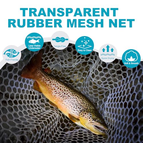 Maxcatch Transparent Rubber Net Replacement for Fly Fishing Trout Mesh Landing Net