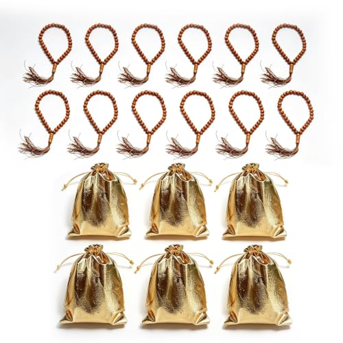 18 Pcs Olive Wood Prayer Beads – Islamic Tasbih for Dhikr