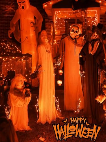 2 Pack 200 LED Battery Operated Halloween Lights, String Lights 8 Modes - color: Orange, size: 2PK(100LED)